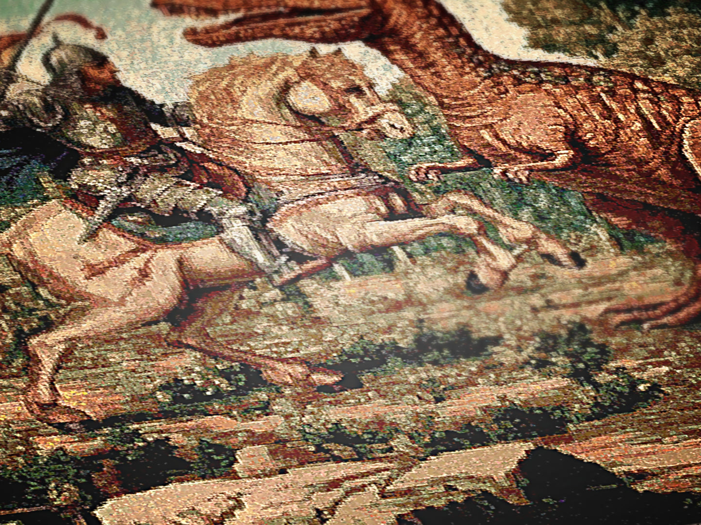 Funny Knight Vs Dinosaur Woven Blanket, Medieval Wall Art, Fantasy Large Wall Tapestry, Renaissance Fair Castlecore Decor, Baby Nursery Gift