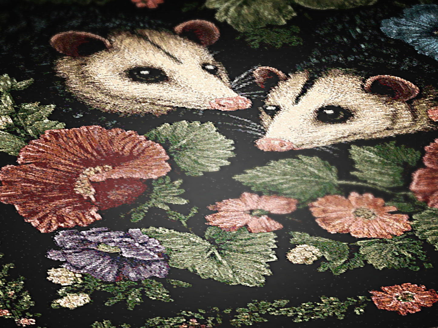 Possum Tapestry Blanket, Cottagecore Home Decor, Floral Botanical Woven Wall Hanging, Large Wall Tapestry, Opposum Picnic Blanket