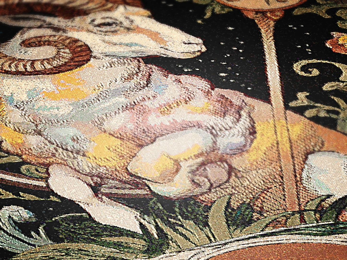 Art Nouveau Zodiac Woven Fringe Blanket, Aries Tapestry, Zodiac Astro Signs Oversized Blanket, Woven Fringe Throw, Aries Gift