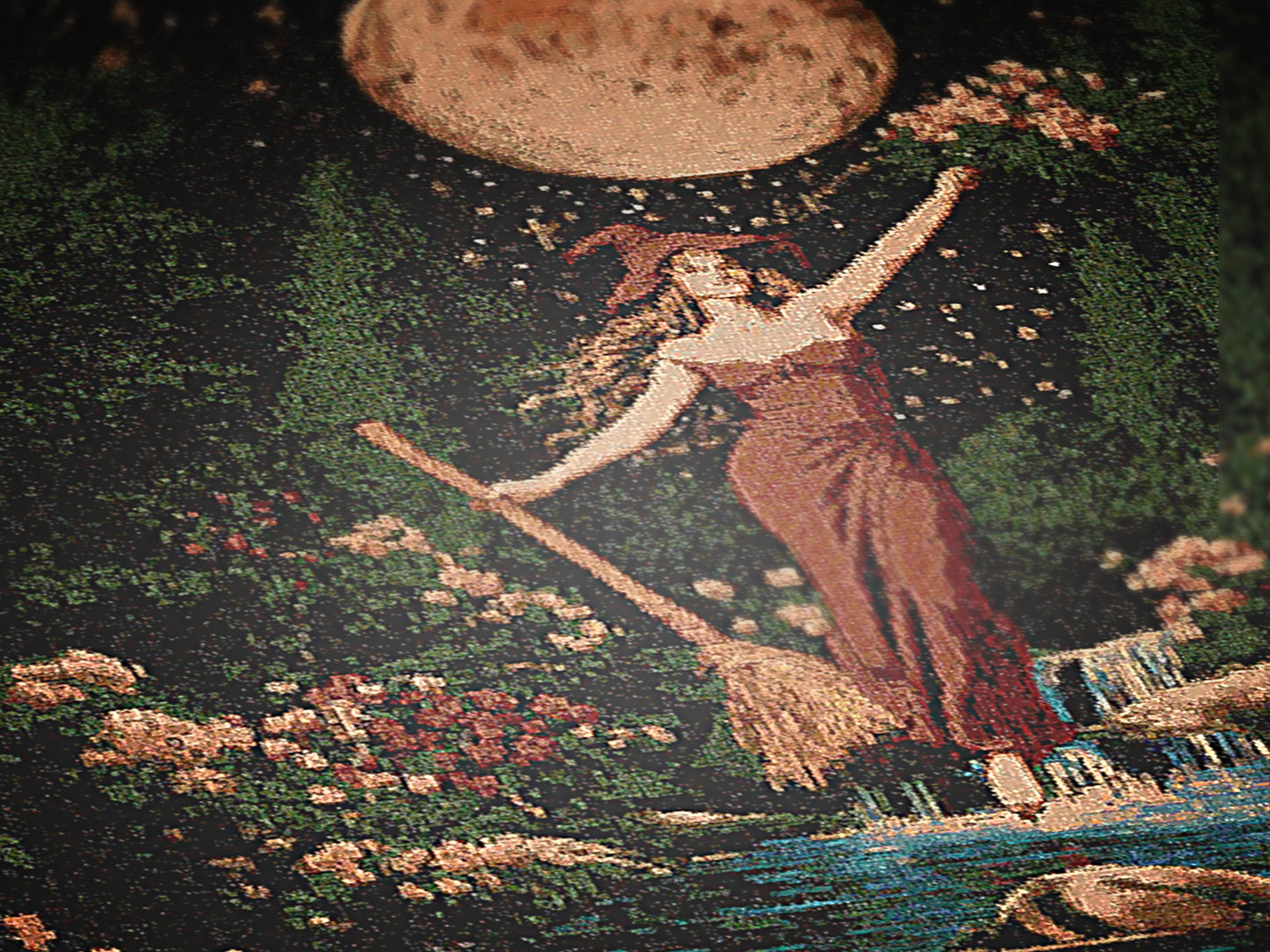 Witch Tapestry Blanket, Woven Throw Blanket, Moon Goddess Wall Art, Cottagecore Witch Decor, Fantasy Witch Blanket, Celestial Witch Gift