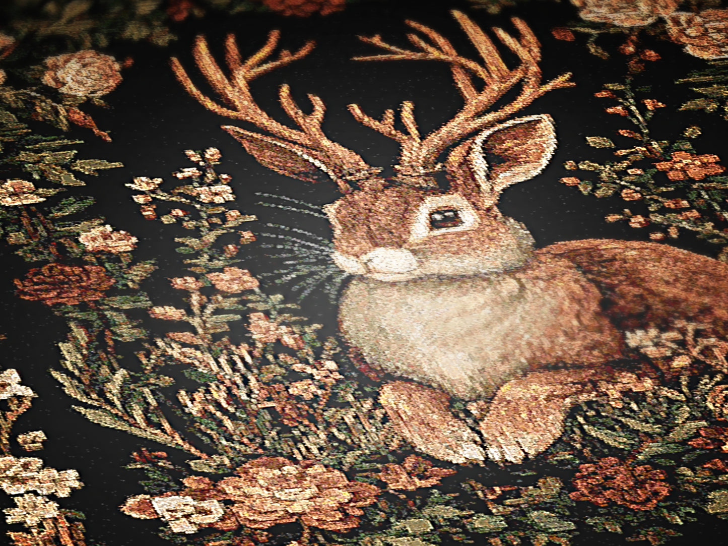 Jackalope Woven Blanket, Mythical Rabbit Deer Nature Tapestry Throw, Moody Cottagecore Whimsigoth Botanical Home Decor, Witchy Gift