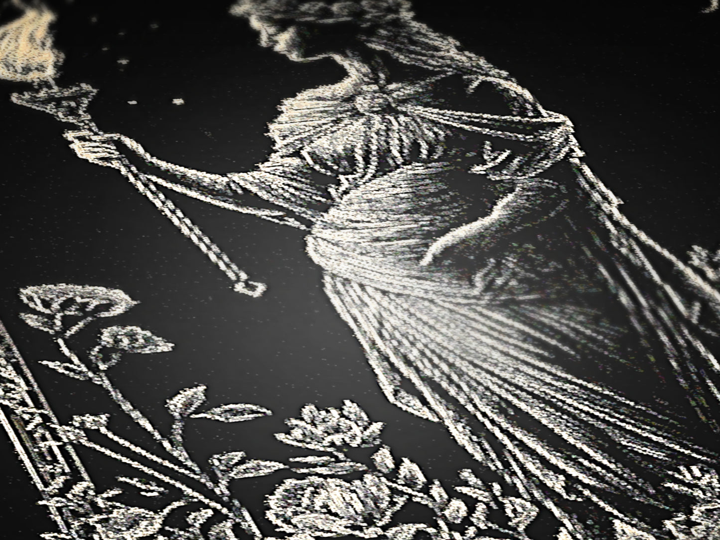 Hecate Woven Tapestry Blanket, Greek Mythology Witch Goddess Blanket with Torch and Floral Border, Whimsigoth Dark Academia Wiccan Decor