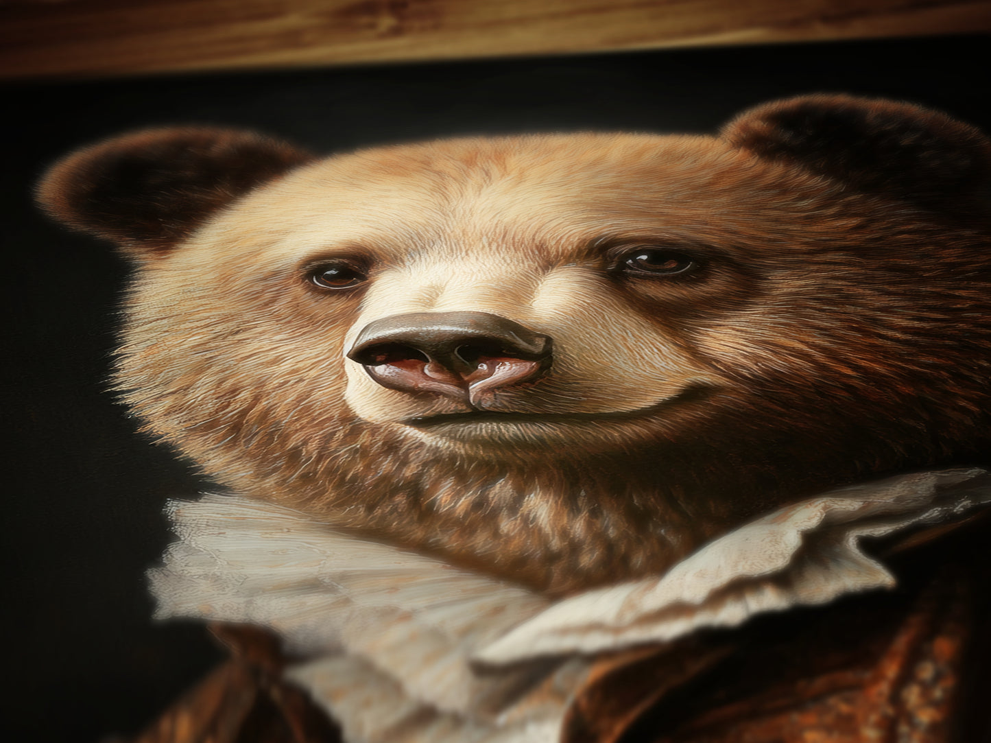 Gothic Bear Portrait, Dark Academia Wall Decor, Funny Royal Pet Painting, Vintage Animal Lover Gift, Quirky Bear Art Print