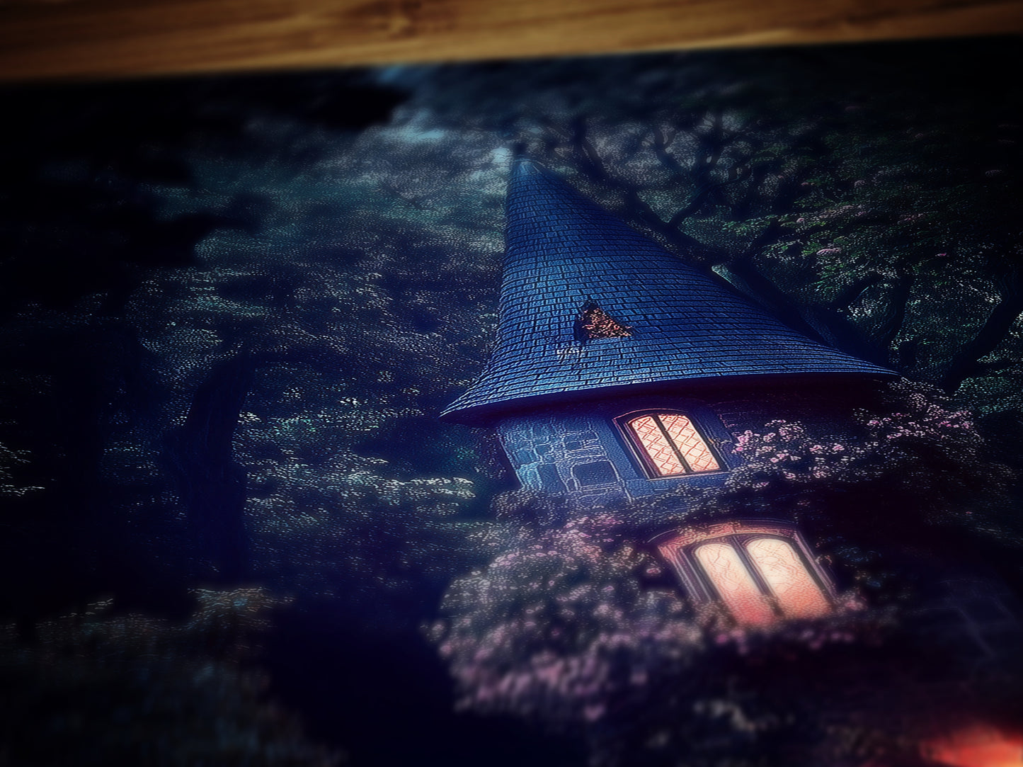 Enchanted Cottage Wall Art, Dark Fairytale Cottage Print, Whimsigoth Fantasy Decor, Gothic Forest House Poster, Mystical Witchcore Aesthetic