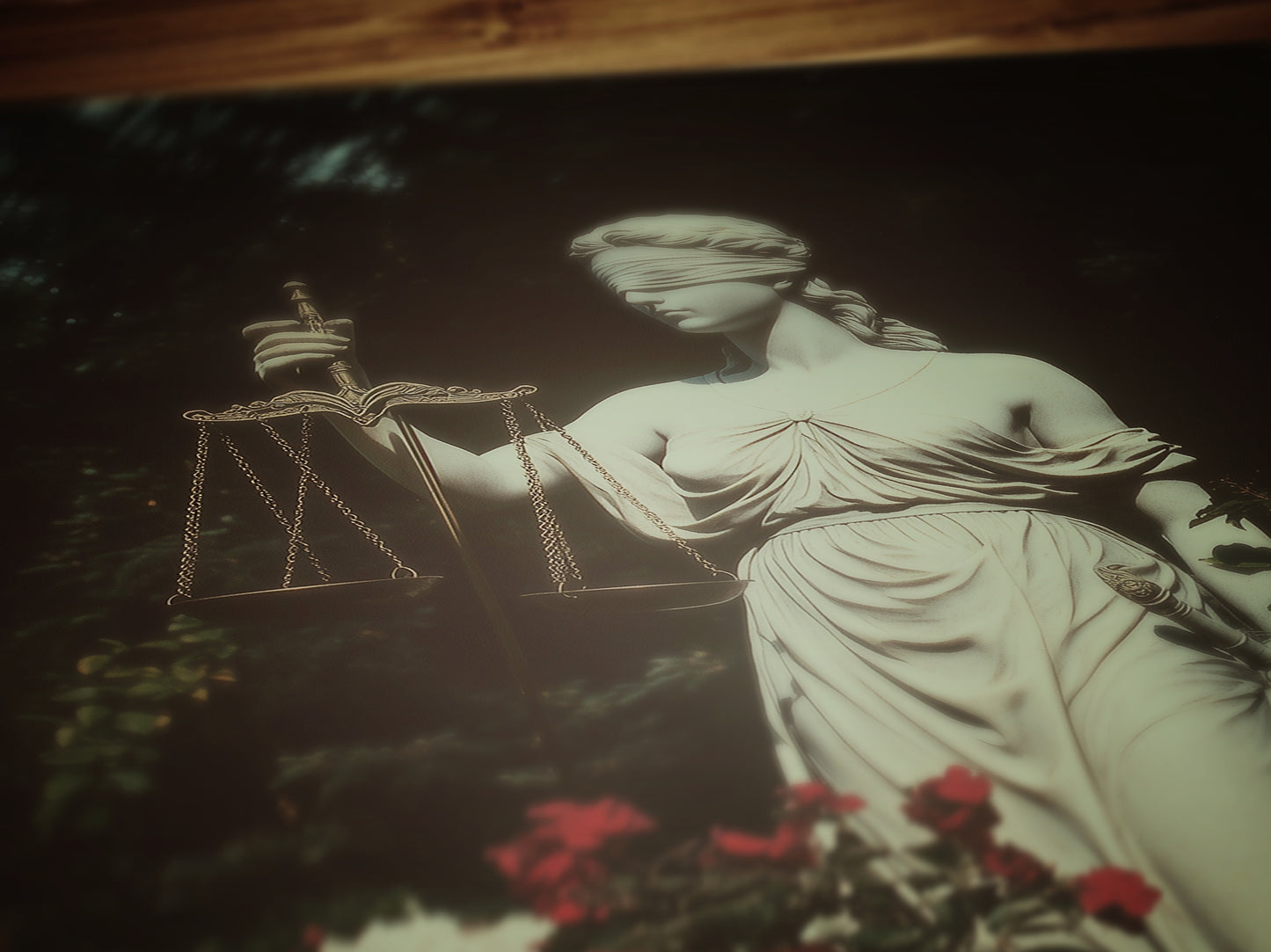 Themis, Lady Justice Gothic Art, Dark Academia Statue Print, Moody Classical Decor, Whimsigoth Aesthetic Wall Art, Vintage Justice Sculpture