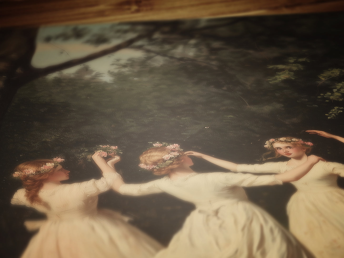 Girls Dancing in Meadow Art Print, Spring Celebration Poster, Beltane Ritual, Witchy Home Decor, Fairycore Wall Decor, Soft Academia Poster