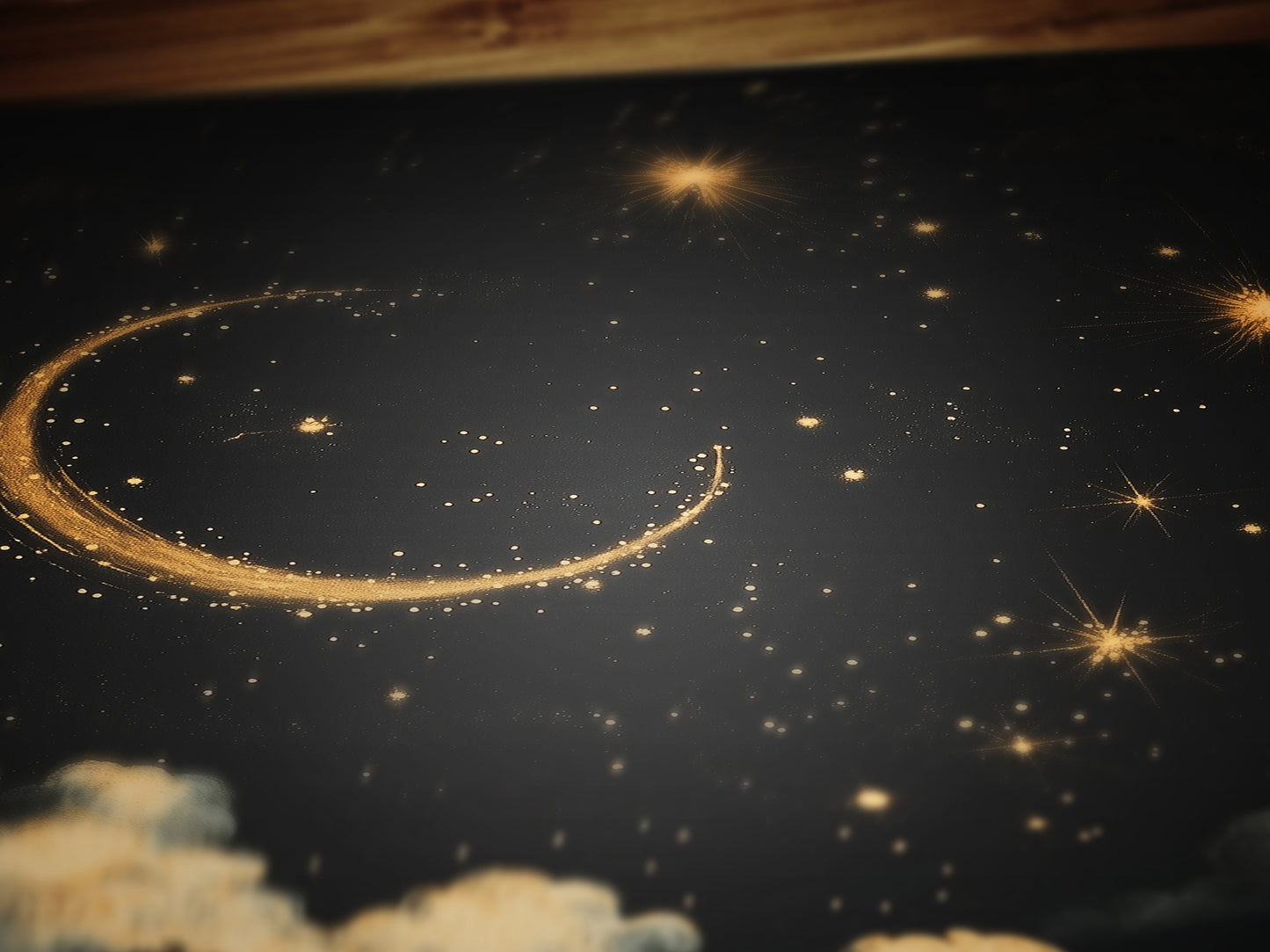 Moon and Stars Celestial Wall Art, Whimsigoth Moon Phase Poster, Dark Academia Witchy Moon Decor, Vintage Starry Sky Cloudy Night Print