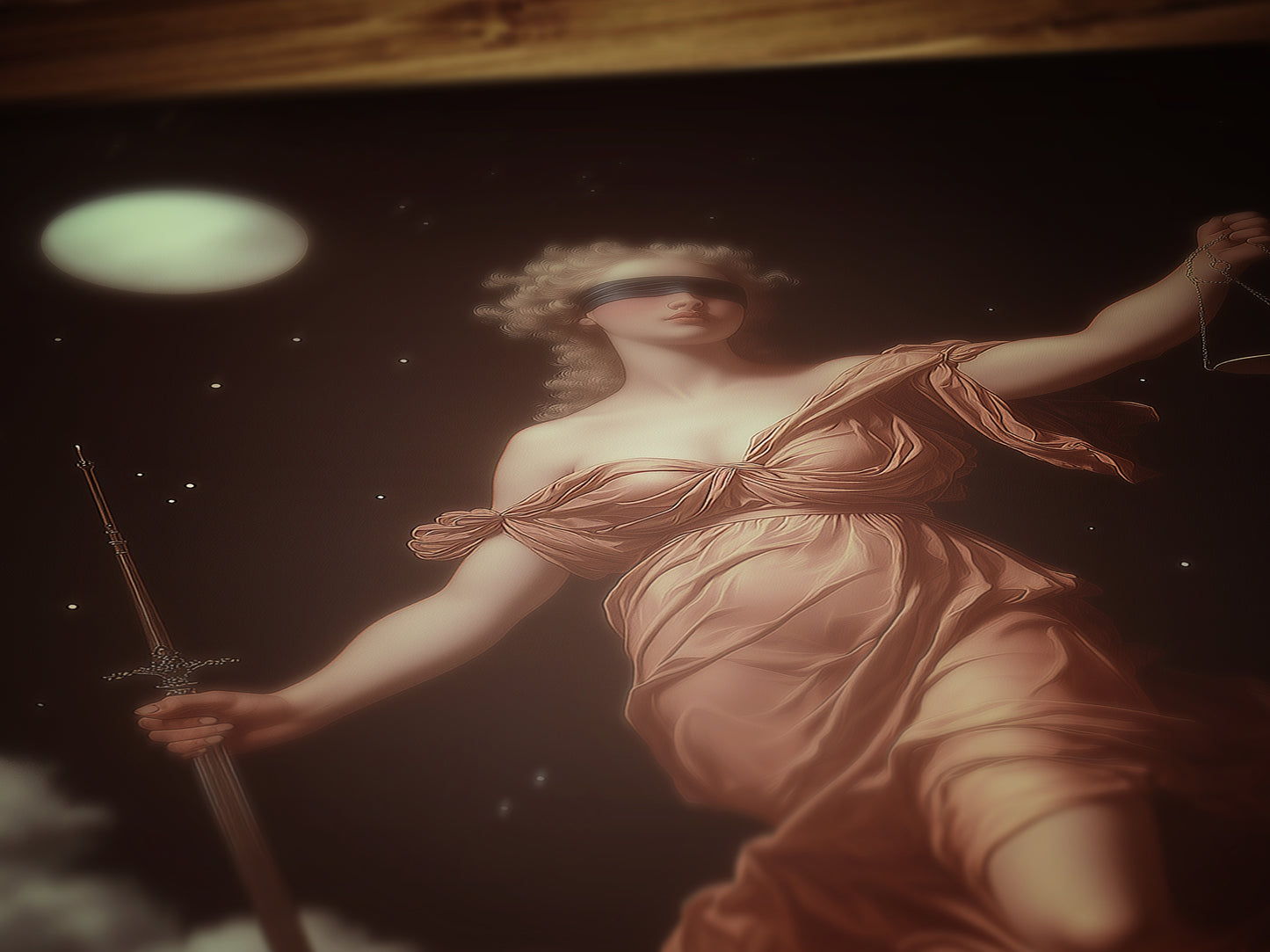 Themis Wall Art, Blind Justice Goddess Poster, Greek Mythology Wall Art, Mythical Lady Justice Painting, Feminine Power Dark Academia Decor