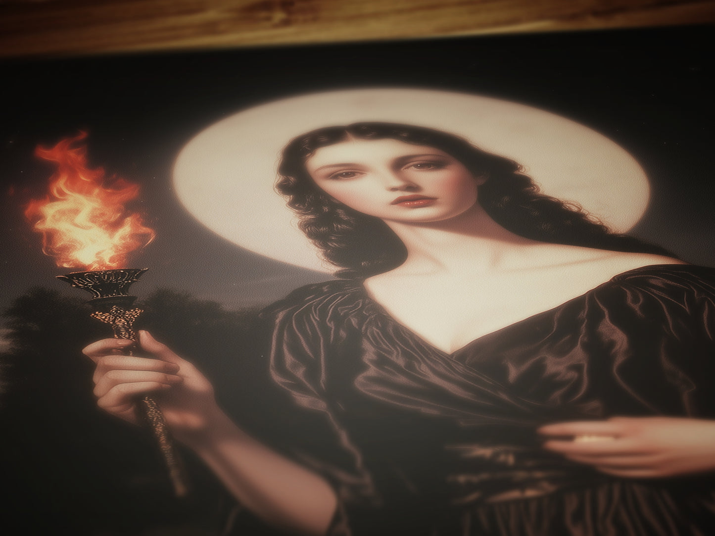 Hecate Greek Goddess Poster, Triple Moon Goddess Painting Print, Whimsigoth Decor Hekate Goddess Wall art, Witchy Dark Academia Print