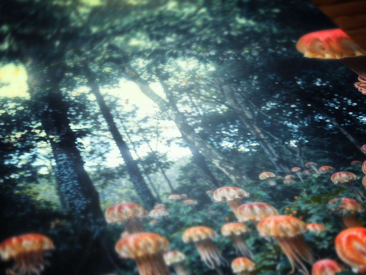 Etheral Medusa Grove, Whimsigoth Decor, Fantasy Landscape Wall art, Botanical Floral Forest, Dark Academia Wall Decor