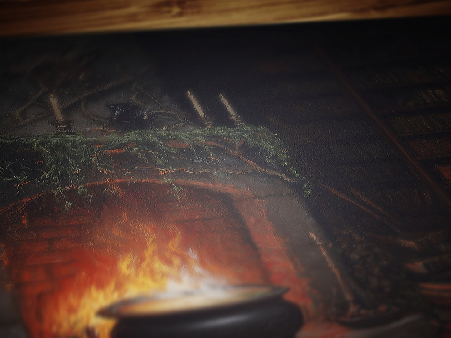 Halloween Cauldron Art Print, Dark Academia, Medieval Castlecore Witchy Fireplace Poster, Whimsigoth Decor, Hocus Pocus Room Decor