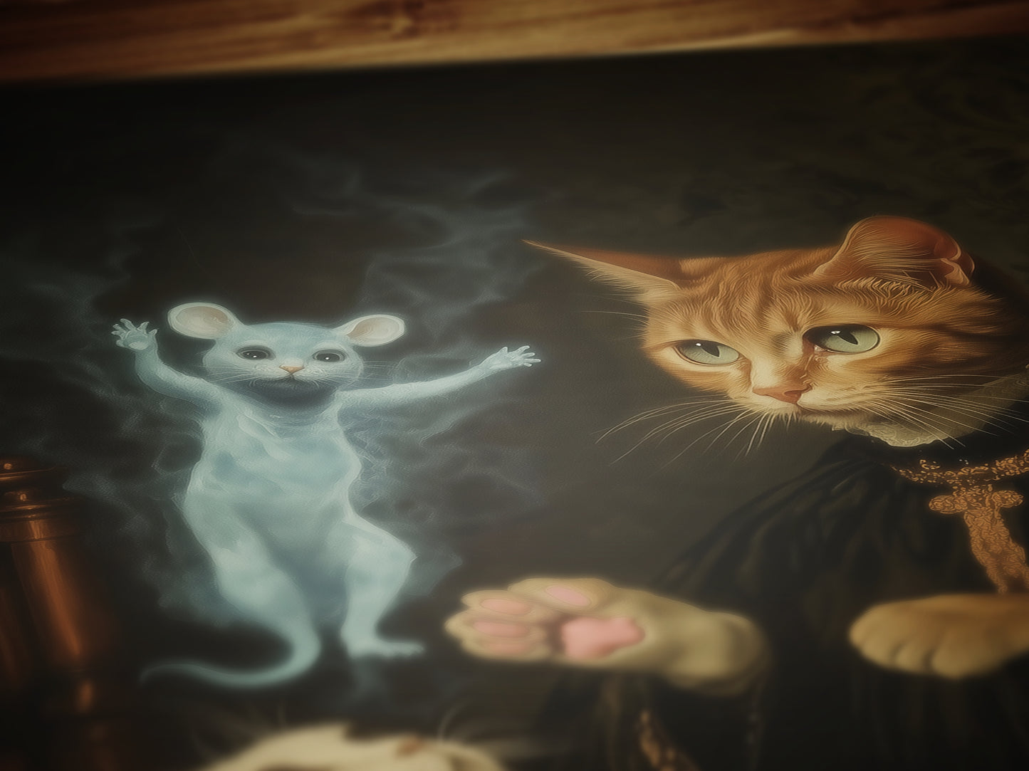 Whimsical Cat Exorcist Art Print, Vintage Photograph, Quirky Cat Decor, Funny Weirdcore Cat Lovers Gift, Quirky Dark Academia, Weird Gifts