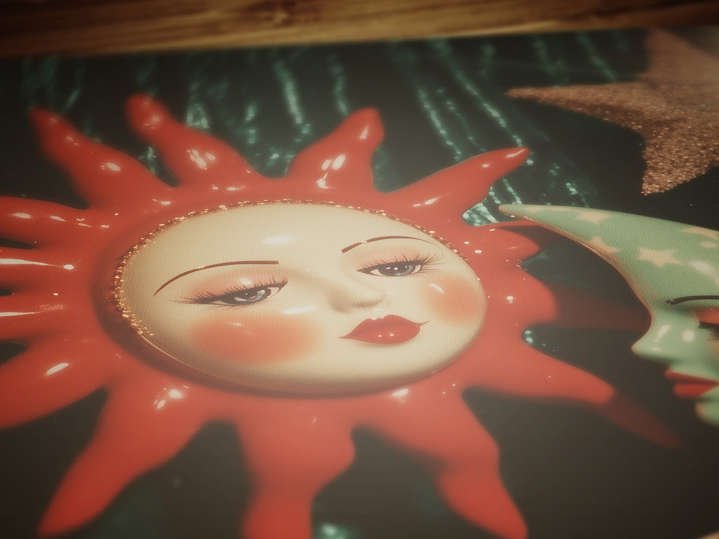 Celestial Sun And Crescent Moon Print, 90s Whimsigoth Decor, Whimsical Celestial Magical Home Decor, Sun Moon Poster, Cosy Witchy Print