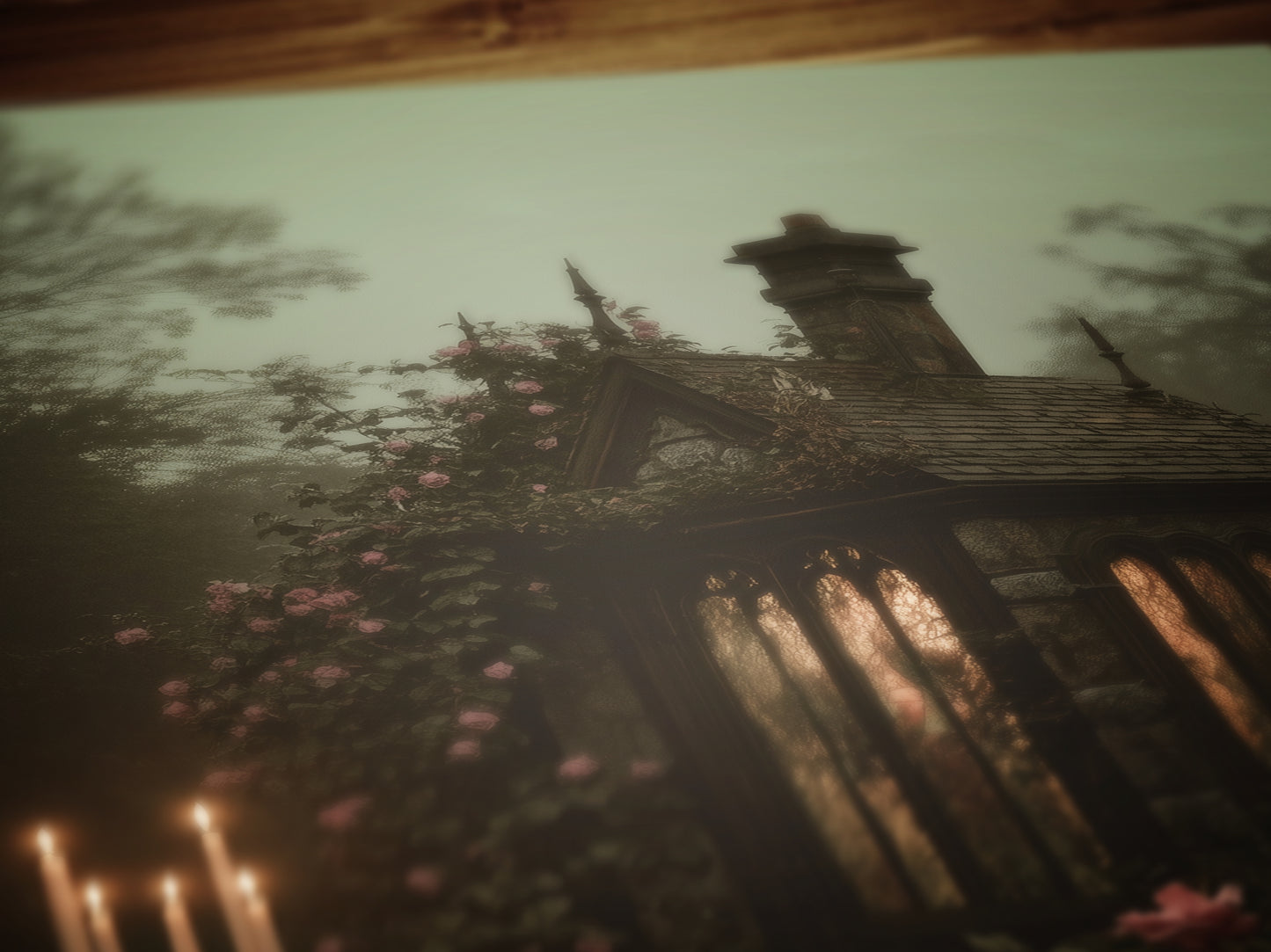 Gothic Cottagecore Rose Garden Art Print, Dark Botanical Floral Landscape, Dark Romance Whimsigoth Decor,Vintage Dark Academia Wall Decor