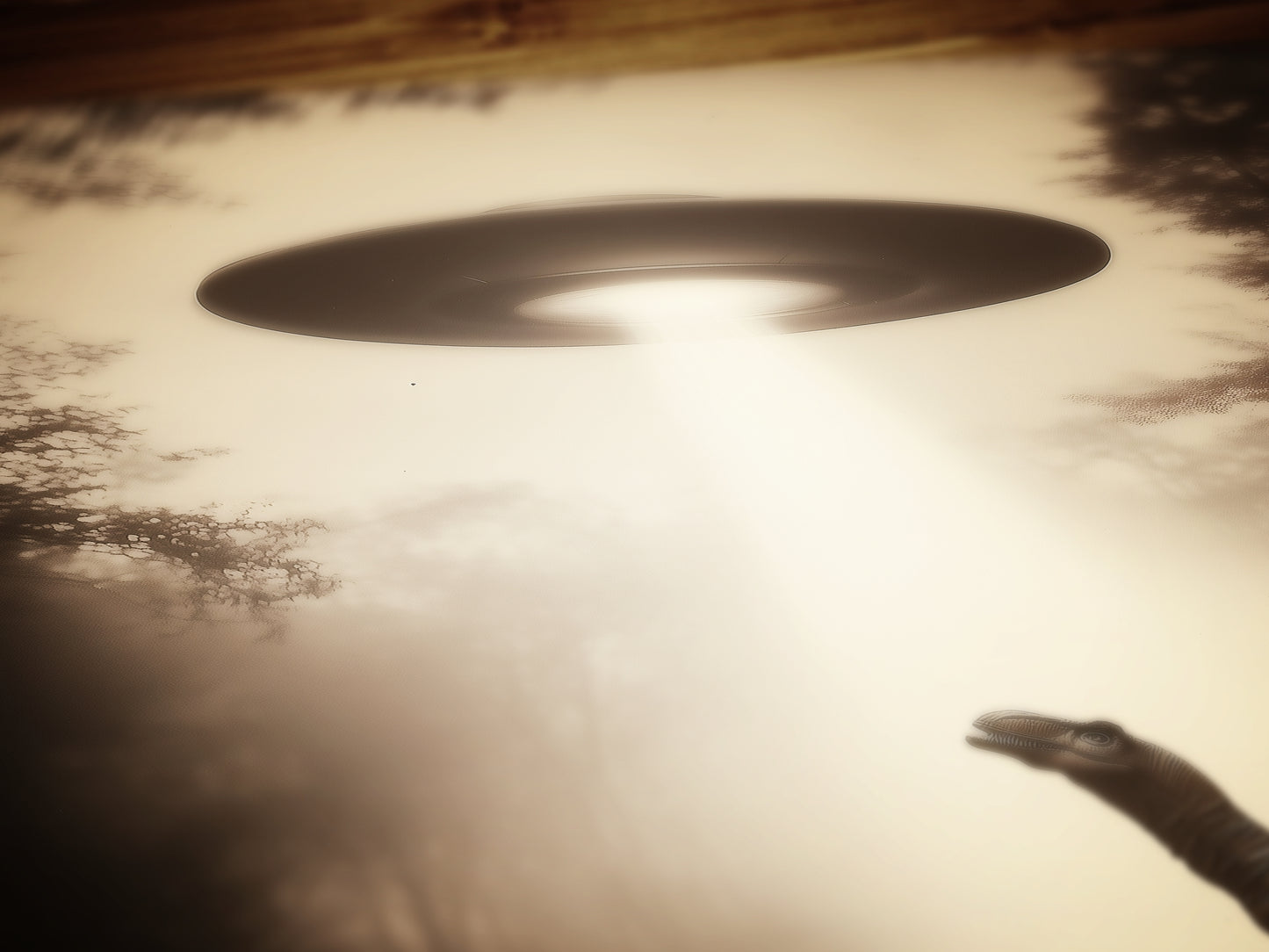 T-Rex Dinosaur Abducted by UFO, Cottagecore Poster, Art Poster Print, Dark Academia, Gothic Spooky, Halloween Art, Spooky Space, Sci fi