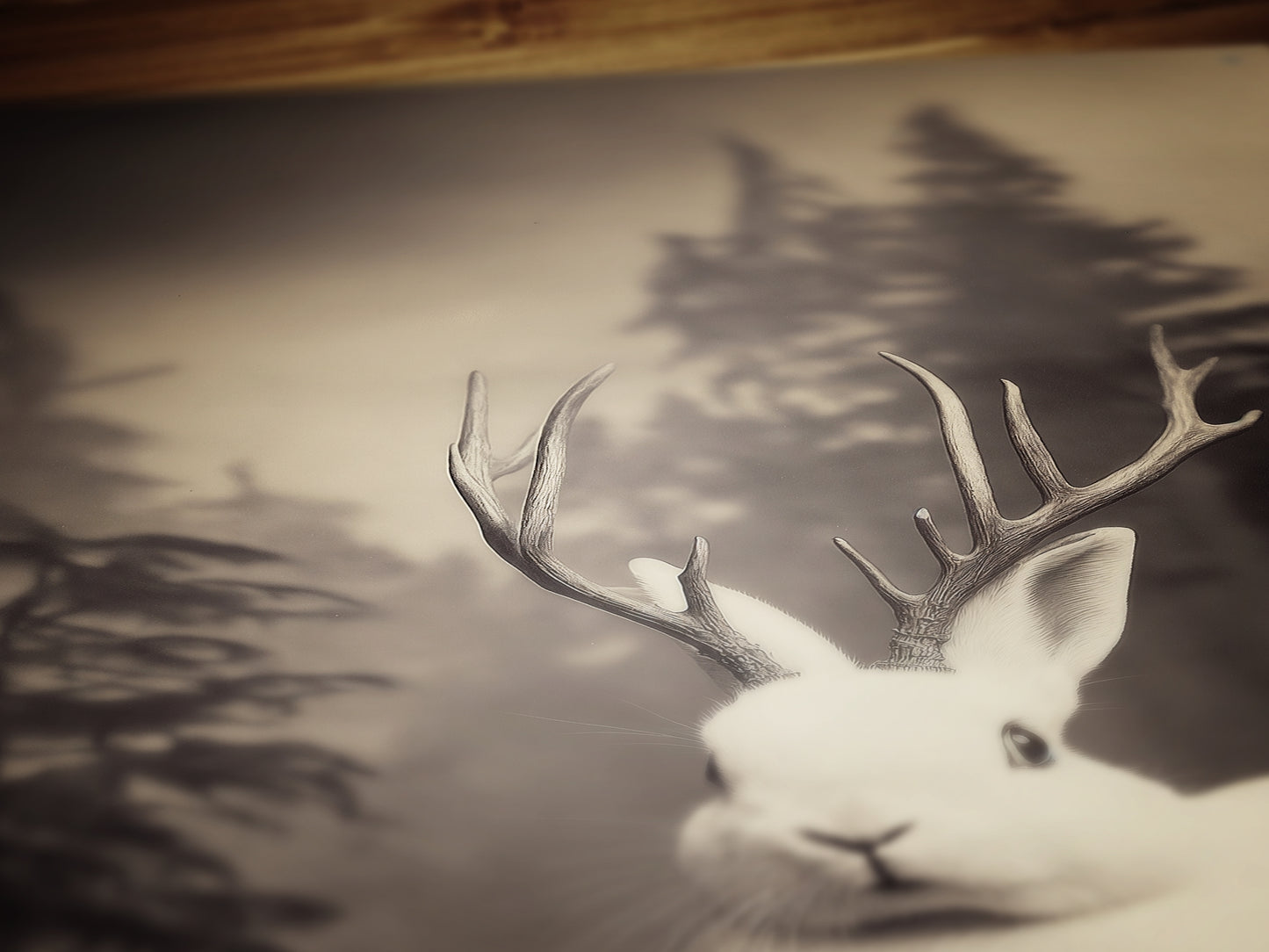 Vintage Jackalope Art Print, Surreal Hare Hybrid Wall Decor, Mystical Woodland Animal Portrait, Cryptozoology Retro Photography, Cryptid Art