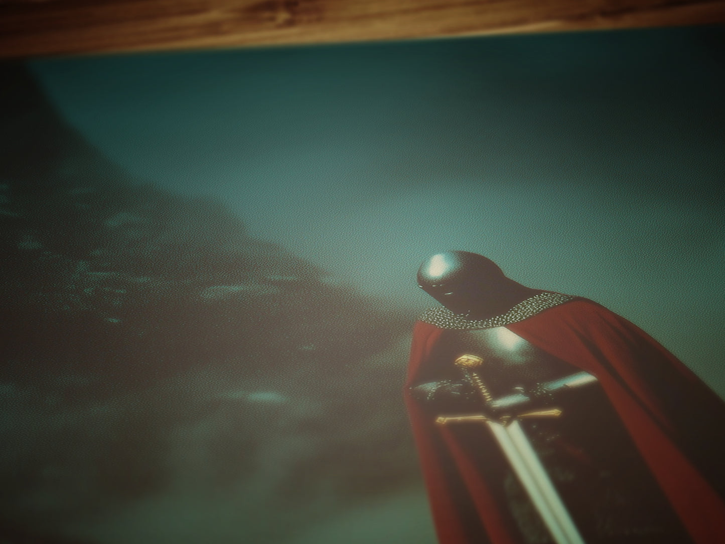 Medieval Knight with Sword Art Print, Gothic Fantasy Warrior Wall Decor, Epic Dark Knight Artwork, Medieval Art Castle Core Aesthetic Poster