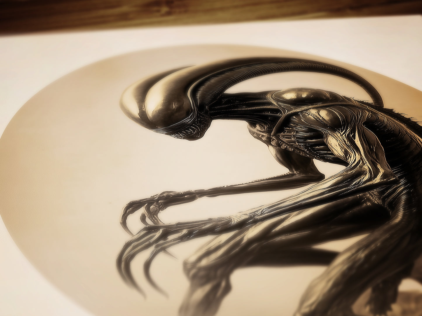 Vintage Gothic Xenomorph Postcard Art Poster, Alien Horror Wall Decor, Sci-Fi Gothic Aesthetic, Dark Fantasy Poster, Retro Futurism Wall Art