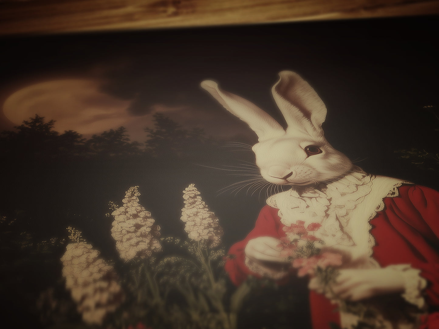 Moon Gazing Hare, Moon Hare Print, Dark Cottagecore, Gothic Victorian Wall Art, Dark Academia, Dark Home Decor