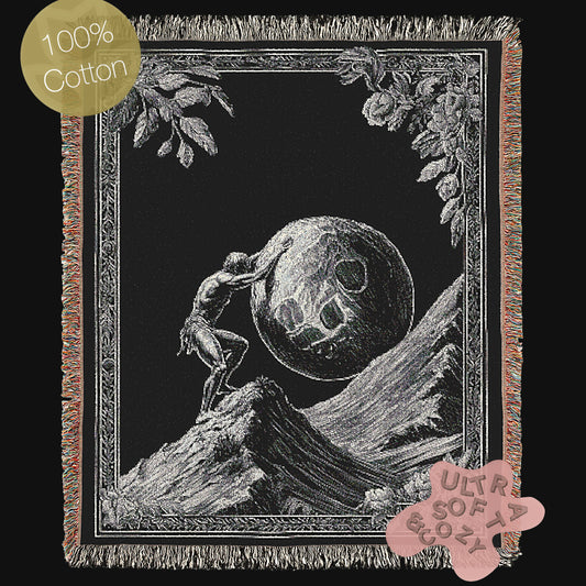 Sisyphus Woven Blanket, Greek Mythology Large Wall Tapestry, Throw Blanket Couch, Whimsigoth Dark Academia Perseverance Art