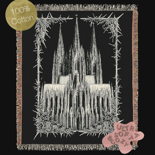 Gothic Cathedral Woven Blanket, Large Wall Tapestry, Wall Decor Over The Bed, Gift for Her, Bedspread Throw Blanket for Cozy Nights