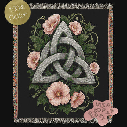 Celtic Triquetra Large Wall Tapestry, Woven Throw Blanket, Witchcore Wall Decor Over The Bed, Gift for Her, Wiccan Altar Cloth Gift