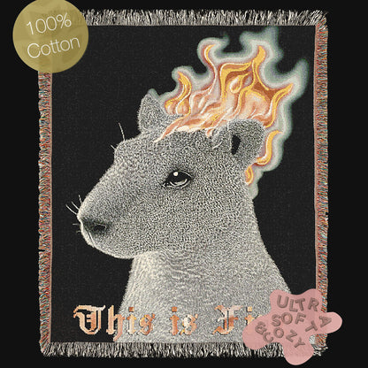 This is Fine, Capybara On Fire, Funny Tapestry, Woven Wall Art, Surreal Cozy Dark Humour Woven Large Tapestry, Meme Throw Blanket