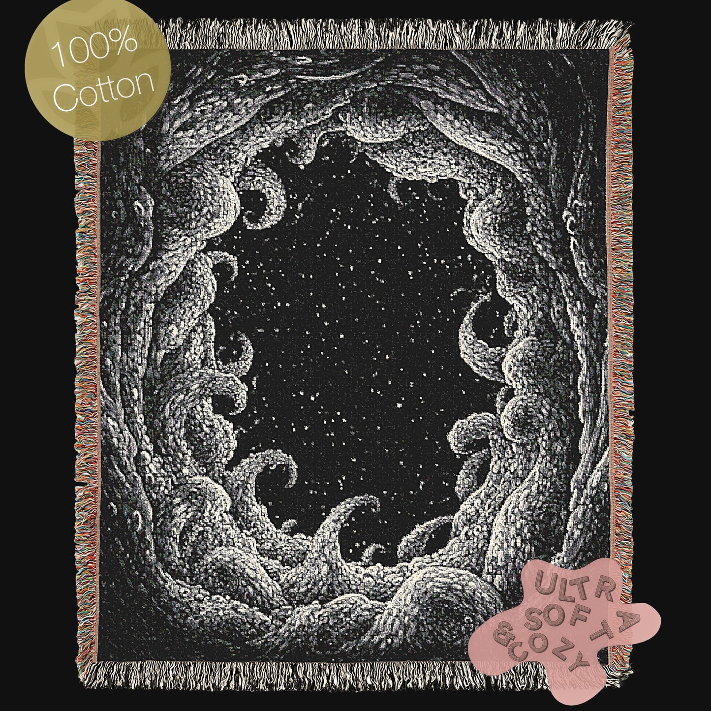 Cthulhu Tentacles In Space Woven Blanket, Cozy Throw for Stargazers, Whimsigoth Decor And Gifts, Astronomy Lovers