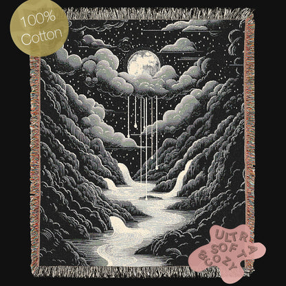 Celestial Woven Blanket, Cozy Throw for Nighttime Stargazers, Gift for Astronomy Lovers, Soft Home Accents, Whimsigoth Decor