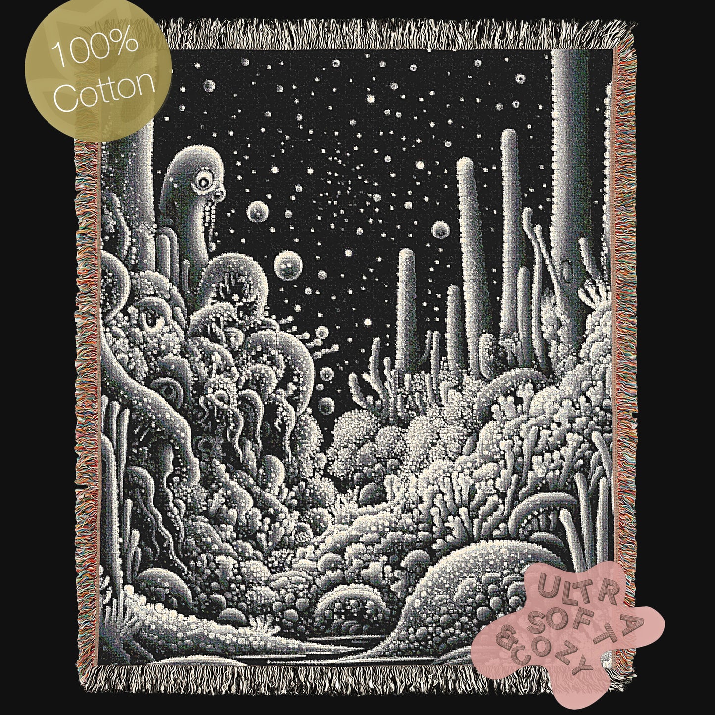 Underwater Scene for Cozy Nights, Cosmic Ocean Throw Blanket, Whimsigoth Decorative Blanket, Nautical Gift Idea, Boho Home Decor