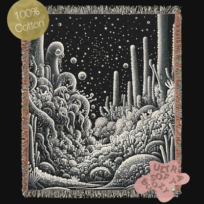 Underwater Scene for Cozy Nights, Cosmic Ocean Throw Blanket, Whimsigoth Decorative Blanket, Nautical Gift Idea, Boho Home Decor