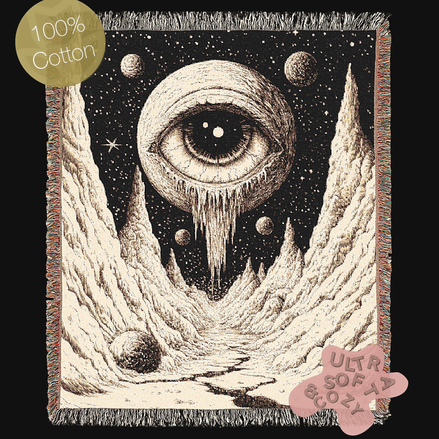 Cosmic Woven Blanket, Space Art Throw, Whimsigoth Decor, Gift for Astronomy Lover, Perfect for Stargazing, Intergalactic Cozy