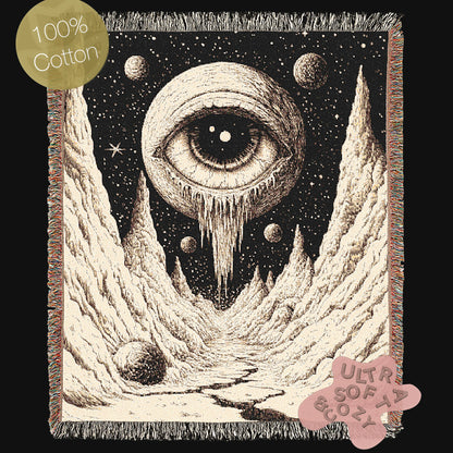 Cosmic Woven Blanket, Space Art Throw, Whimsigoth Decor, Gift for Astronomy Lover, Perfect for Stargazing, Intergalactic Cozy