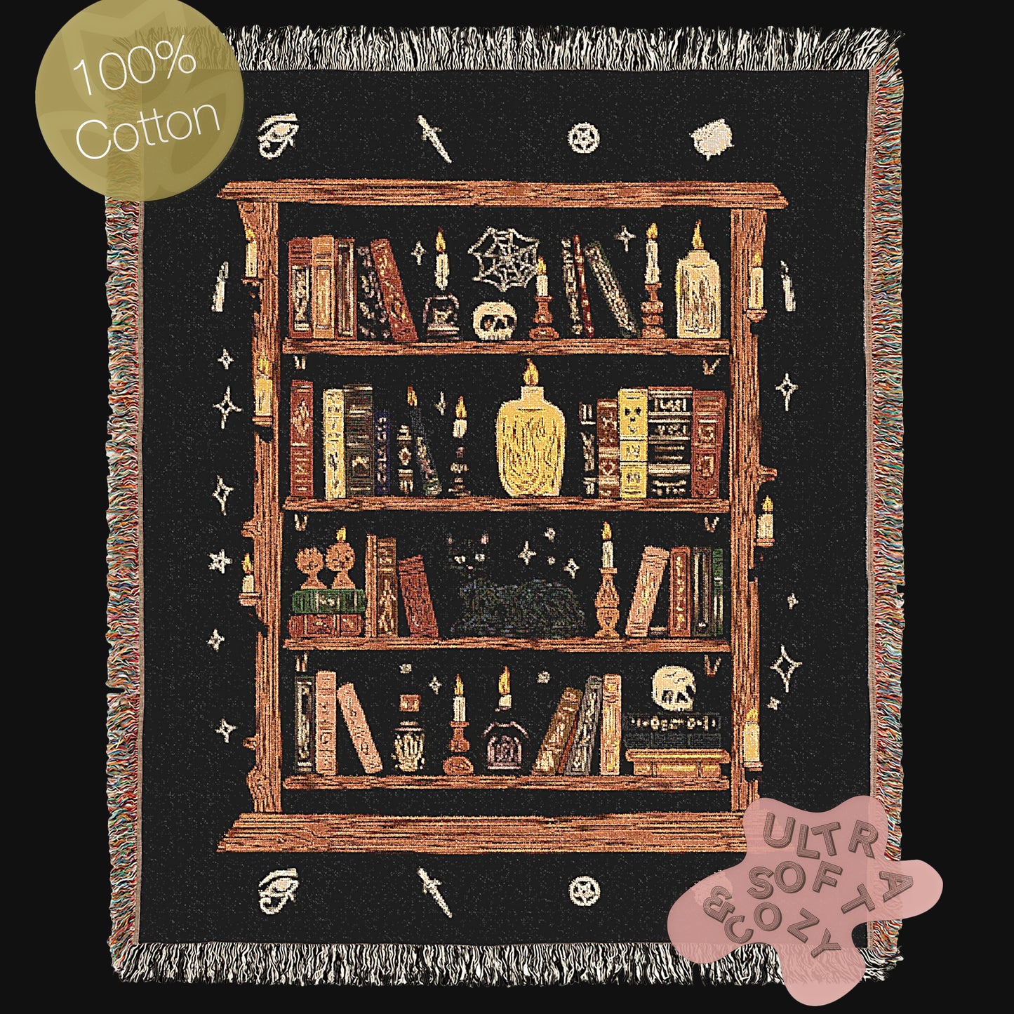 Cozy Book Nook Woven Blanket, Perfect Gift for Book Lovers, Cozy Home Decor, Reading Accessories, Unique Housewarming Present, Library