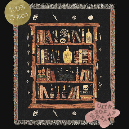 Cozy Book Nook Woven Blanket, Perfect Gift for Book Lovers, Cozy Home Decor, Reading Accessories, Unique Housewarming Present, Library