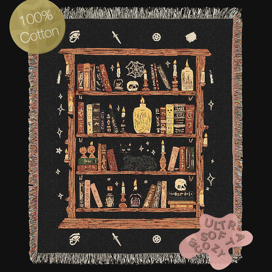 Cozy Book Nook Woven Blanket, Perfect Gift for Book Lovers, Cozy Home Decor, Reading Accessories, Unique Housewarming Present, Library