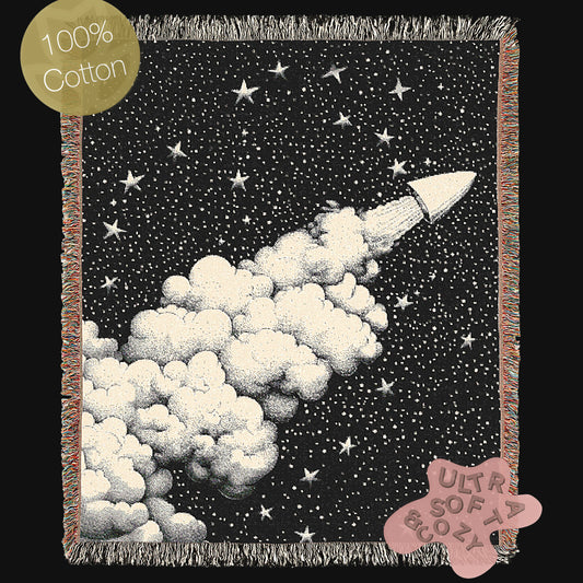 Cosmic Dreams Woven Blanket, Space Themed Throw for Stargazers, Cozy & Whimsigoth Decor, Night Sky Gift, Celestial Tapestry