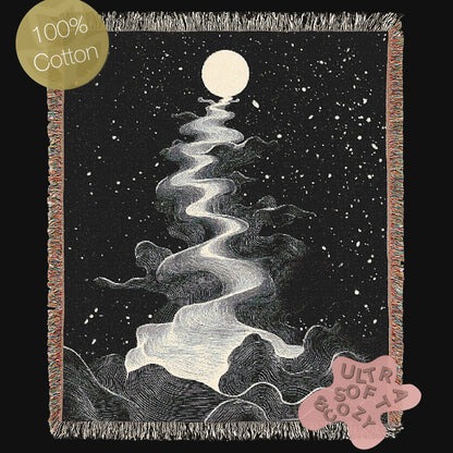 Cosmic Waves Woven Blanket, Celestial Whimsigoth Decor for Home, Space Lover Gift, Astronomy Starry Night Blanket, Dreamy Bedroom Accent