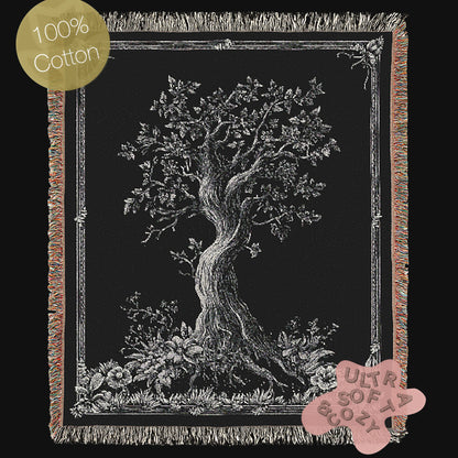 Yggdrasil, Tree of Life Woven Blanket, Mystical Large Wall Tapestry Throw for Witchcore Whimsigoth Decor, Altar Cloth or Spiritual Wall Art