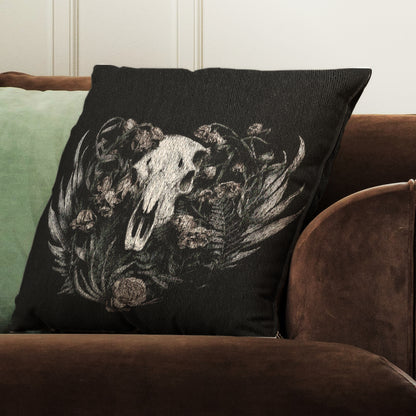 C-2 Botanical Ram Skull Woven Pillow