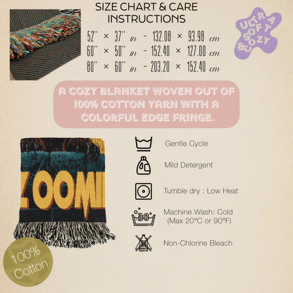 The Zoomies, Playful Black Cat Woven Throw Blanket, Horror Movie Inspired Jacquard Tapestry, Cozy Dark Home Decor, Cat Lover Gift