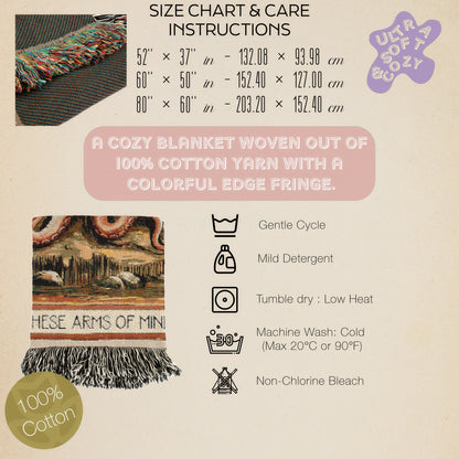 These Arms Of Mine, Moody Vintage Octopus and Moon Woven Cotton Blanket