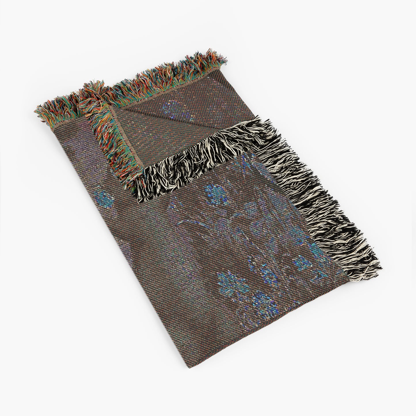 Vintage Victorian Aesthetic Rat Dancing In The Forest, Floral Botanical Woven Tapestry | Whimsical Decorative Throw Blanket