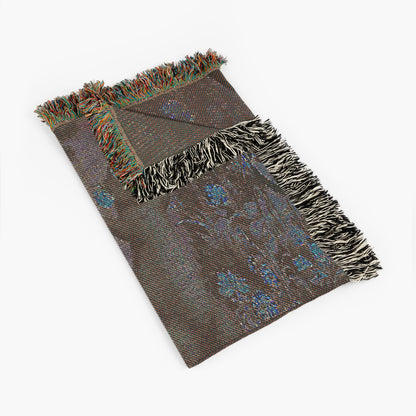 Vintage Victorian Aesthetic Rat Dancing In The Forest, Floral Botanical Woven Tapestry | Whimsical Decorative Throw Blanket