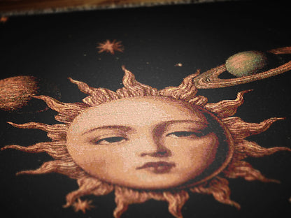 Celestial Sun And Moon Woven Blanket, Boho Whimsical Tapestry Throw, Mystical Whimsigoth Throw, Cozy Bohemian Home Decor Gift