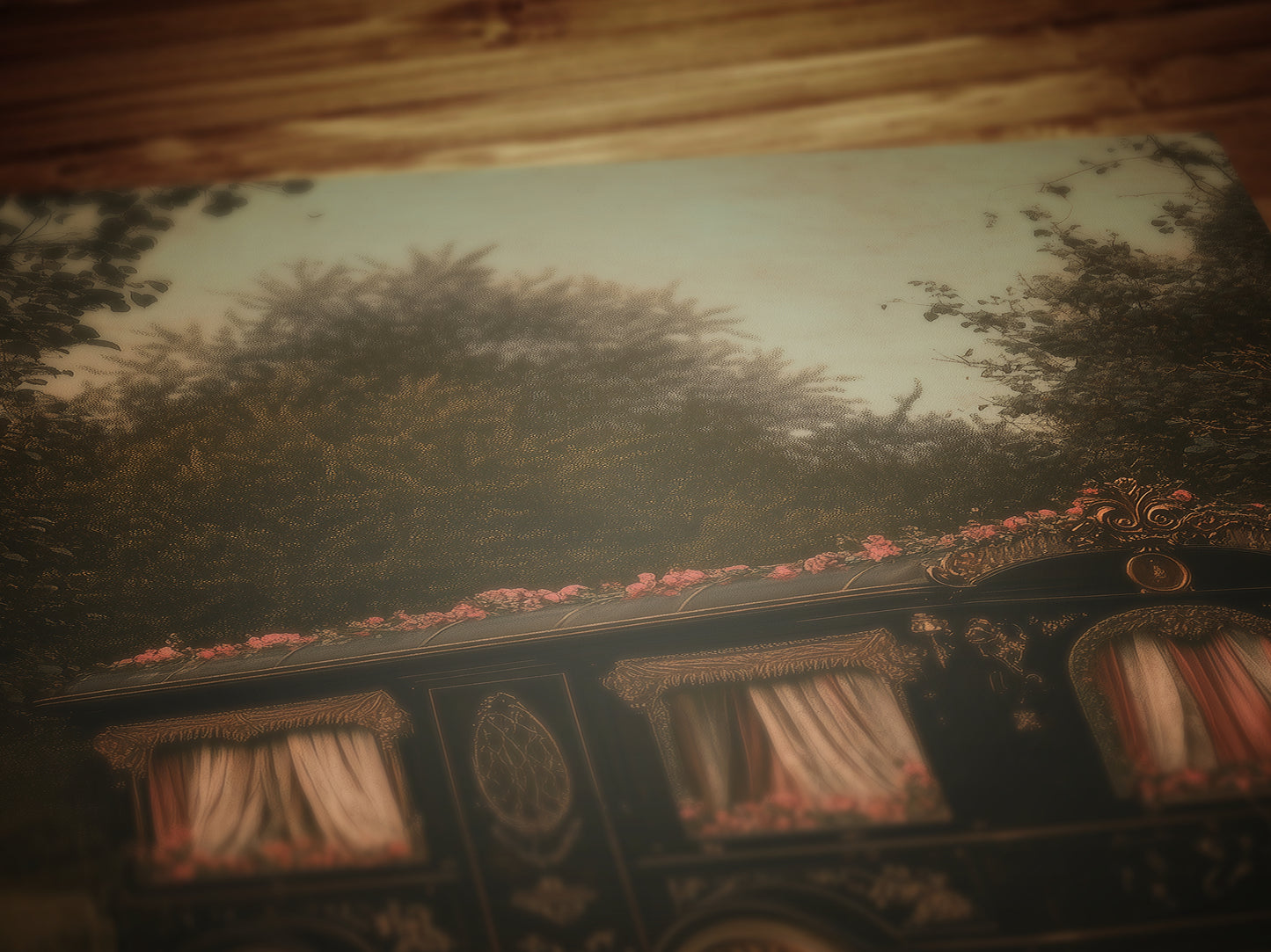 Victorian Floral Gypsy Caravan Art, Antique Witchy Vardo Vanlifers Decor, Whimsigoth Decor Print, Dark Academia Decor, Vintage Posters Van