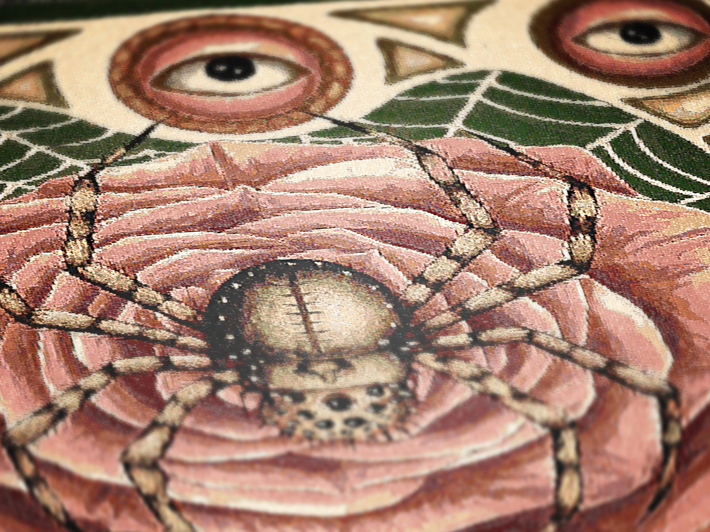 I Only Have Eyes For You, Creepy Cute Victorian Gothy Spider On A Rose Blanket, Vintage Spooky Dark Cottagecore Jacquard Throw Tapestry