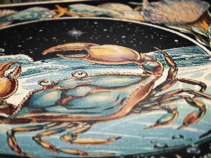 Art Nouveau Zodiac Cancer Woven Fringe Blanket