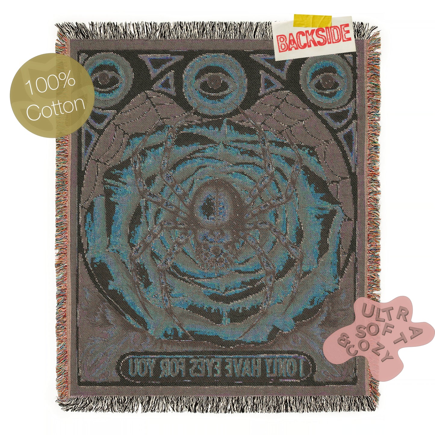 I Only Have Eyes For You, Creepy Cute Victorian Gothy Spider On A Rose Blanket, Vintage Spooky Dark Cottagecore Jacquard Throw Tapestry