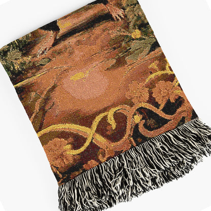 Vintage Victorian Aesthetic Rat Dancing In The Forest, Floral Botanical Woven Tapestry | Whimsical Decorative Throw Blanket